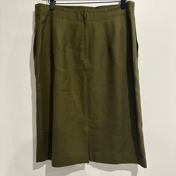 MR. JAX Vintage 100% Virgin Wool Preppy Classic Green Midi Skirt Size 16 - Picture 2 of 4